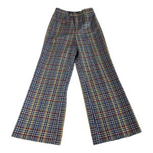 Vintage 60’s Christenfeld Capers Wool Pants Blue Red Yellow Plaid Tartan 24x27